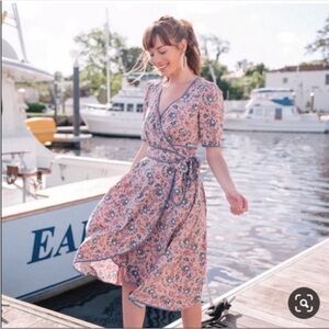 Gal Meets Glam Isadora floral cascade wrap dress